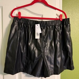 Topshop Black Faux Leather Shorts